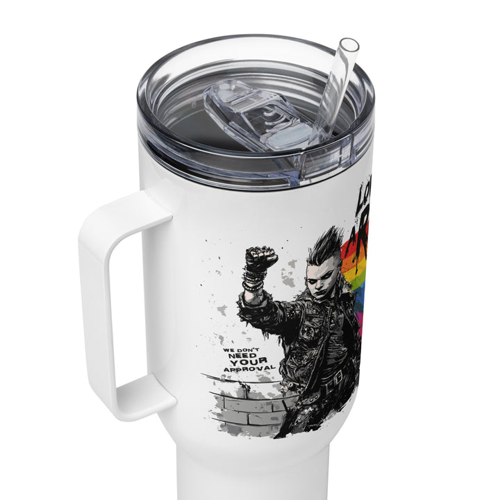 Love Is a Riot Travel Mug – “The Riot Was Just the Beginning.” – LGBTQ+ Stainless Steel Pride Tumbler | Queer Rebellion On-the-Go