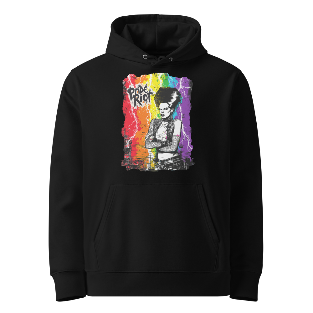 Bride hoodie — black, front — Pride Riot