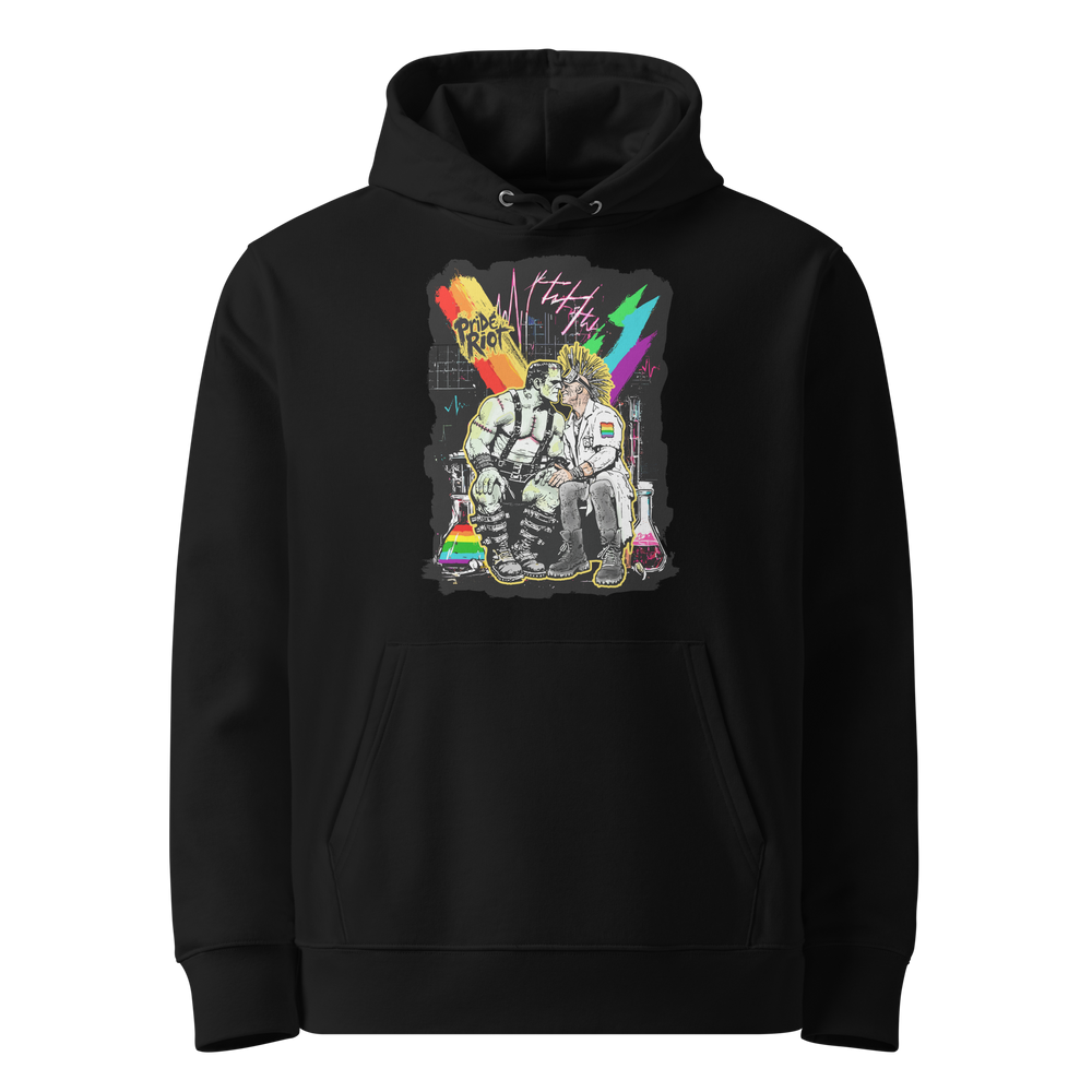 Frankenstein hoodie — black, front — Pride Riot