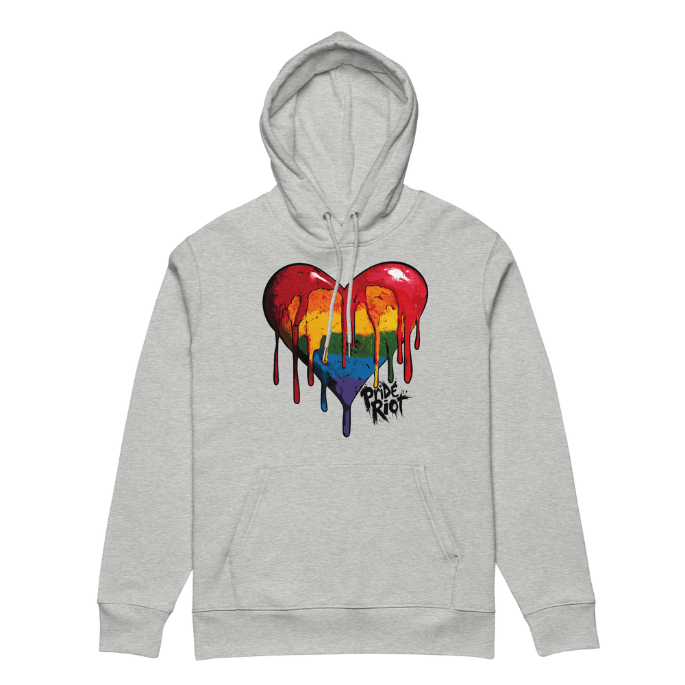 Bleeding Heart (Light) hoodie in Heather Grey, front