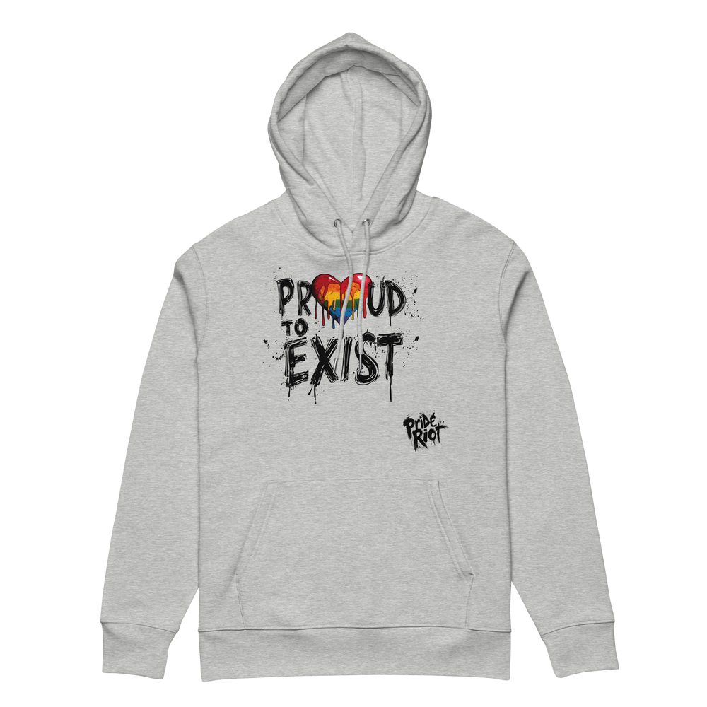 Bleeding Hearts Proud to Exist (Light) hoodie in Heather Grey, front
