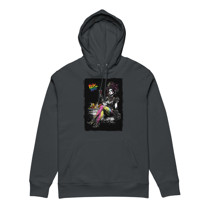 Friendsgiving Queen hoodie — india ink grey, front — Pride Riot