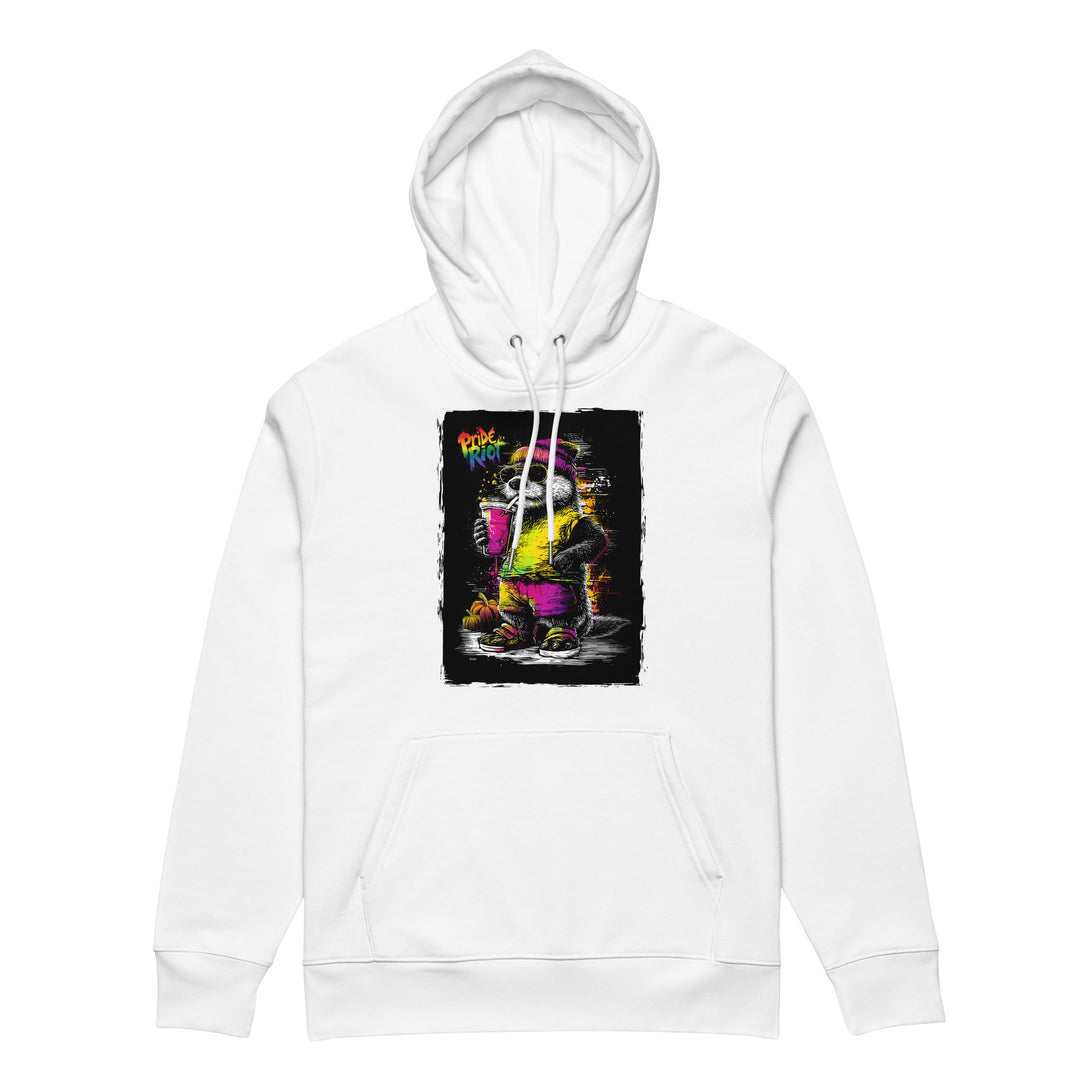 Friendsgiving Otter hoodie — white, front — Pride Riot