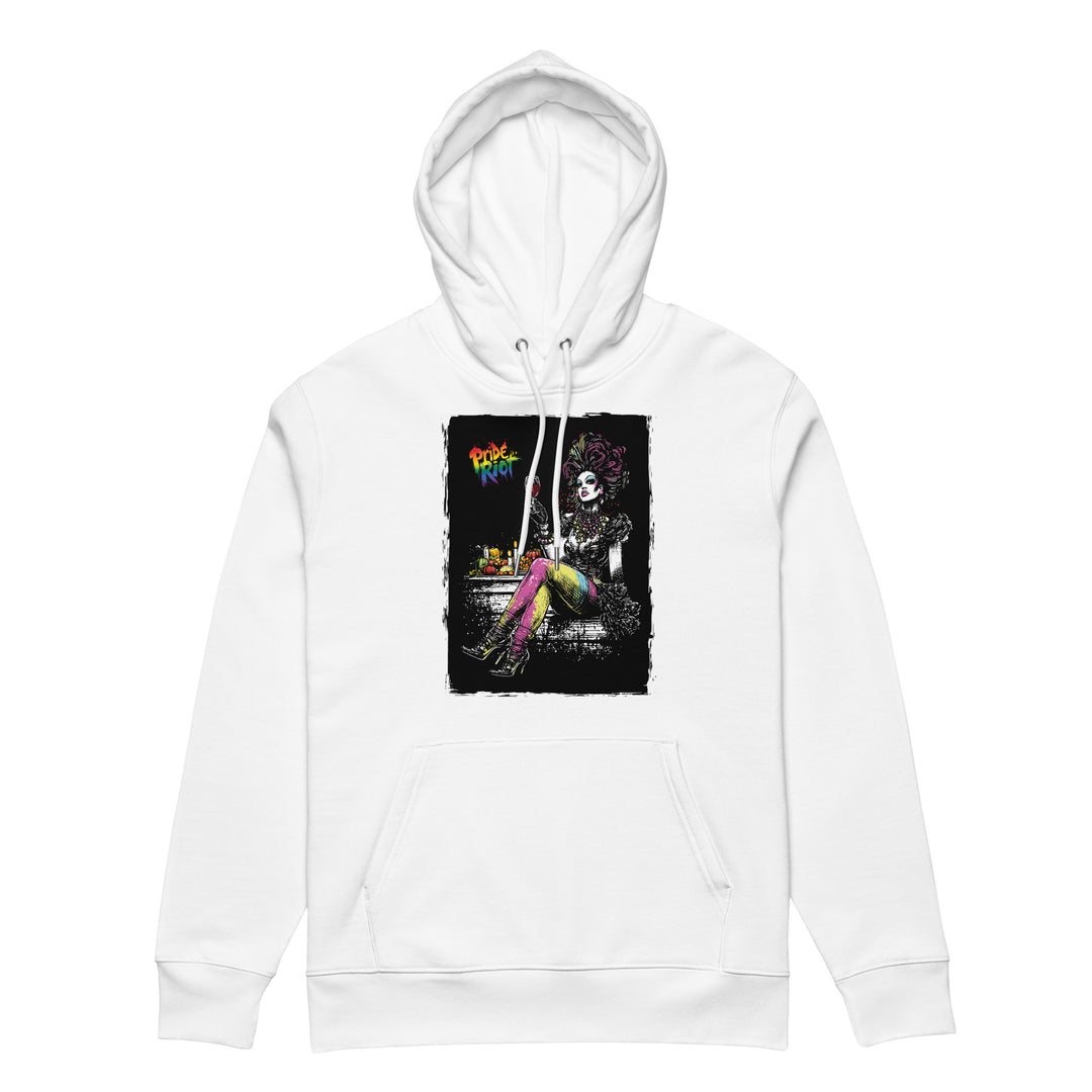 Friendsgiving Queen hoodie — white, front — Pride Riot