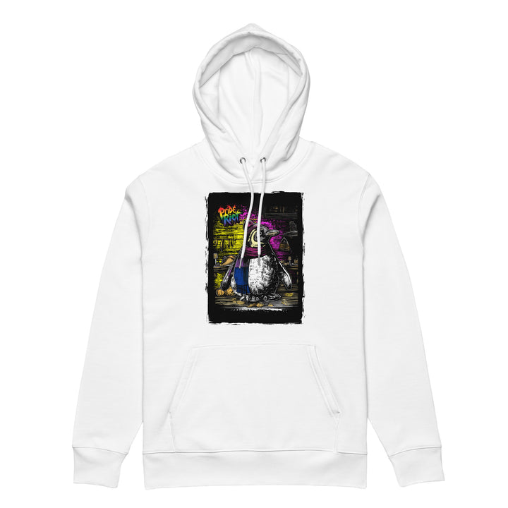 Friendsgiving Penguin hoodie — white, front — Pride Riot