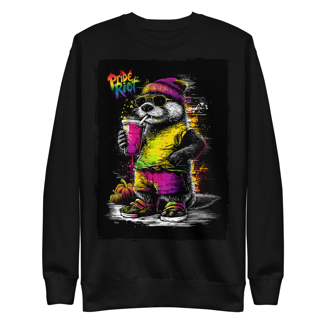 Friendsgiving Otter sweatshirt — black, front — Pride Riot