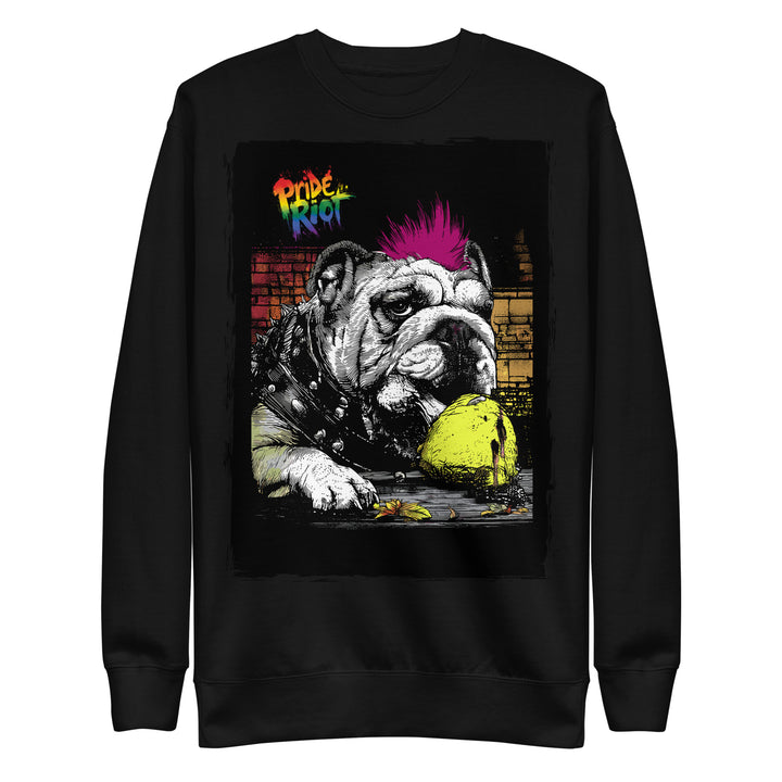 Friendsgiving Bulldog sweatshirt — black, front — Pride Riot