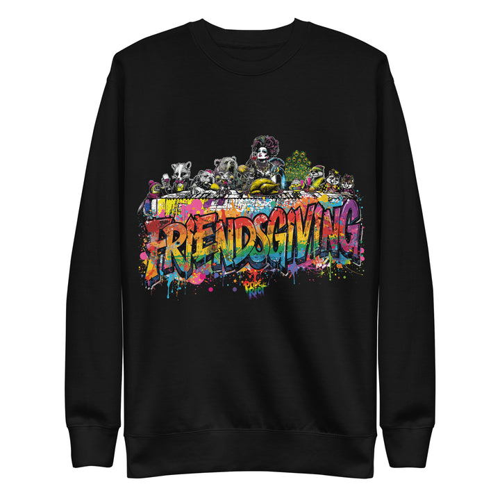 Friendsgiving Royal Feast sweatshirt — black, front — Pride Riot