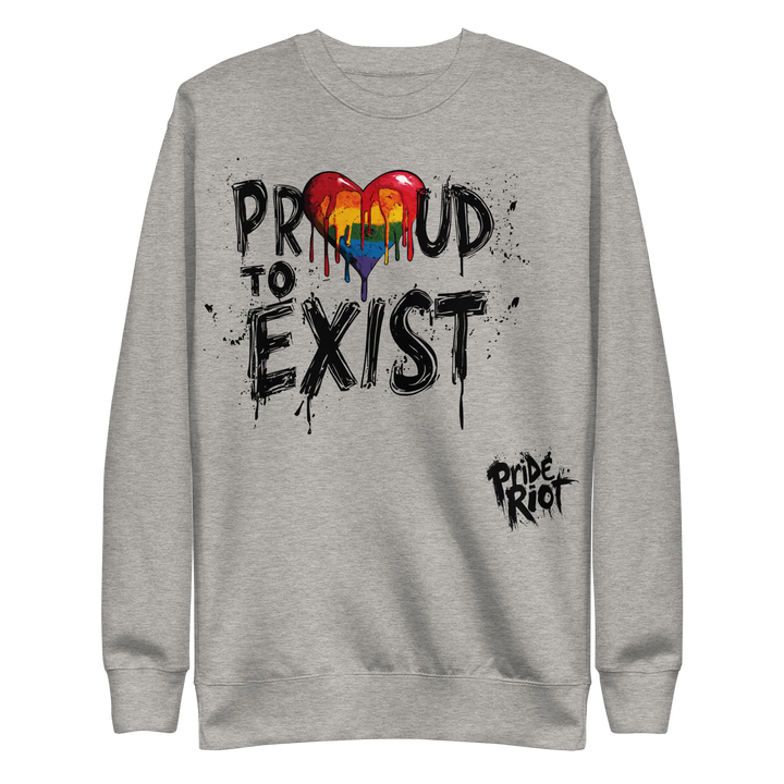 Bleeding Hearts Proud to Exist (Light) — Sweatshirt — Carbon Grey, front