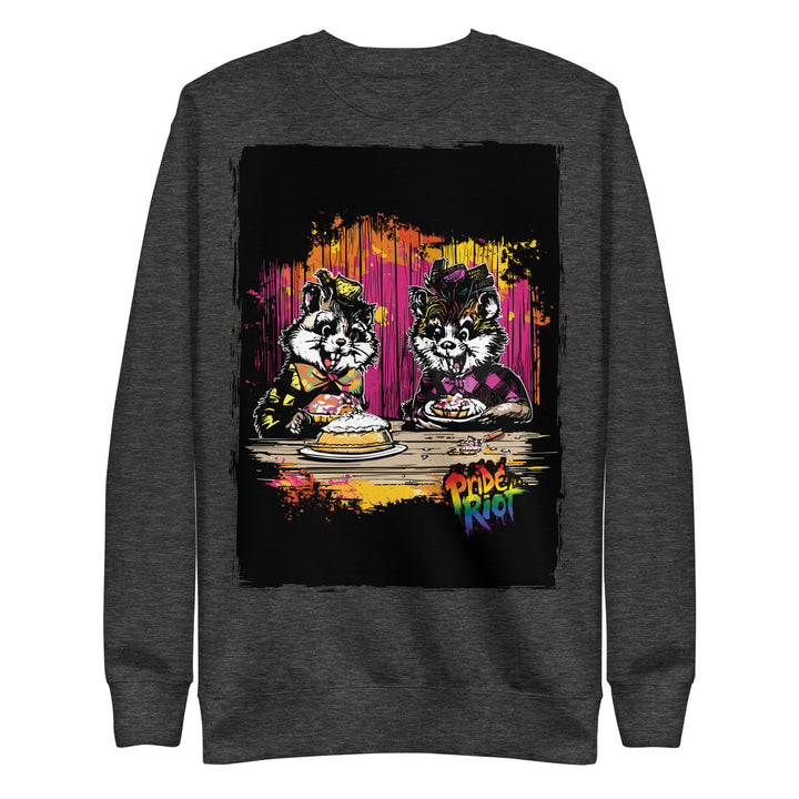 Friendsgiving Beavers sweatshirt — charcoal heather, front — Pride Riot