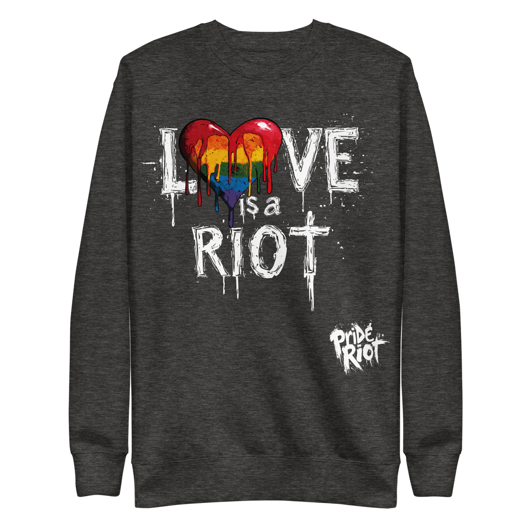 Bleeding Hearts Love is a Riot (Dark) — Sweatshirt — Charcoal Heather, front