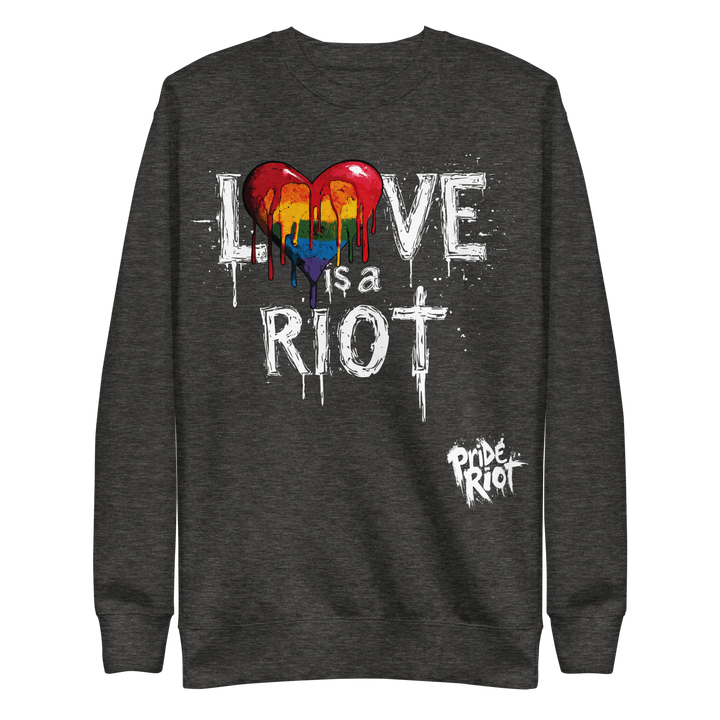 Bleeding Hearts Love is a Riot (Dark) — Sweatshirt — Charcoal Heather, front