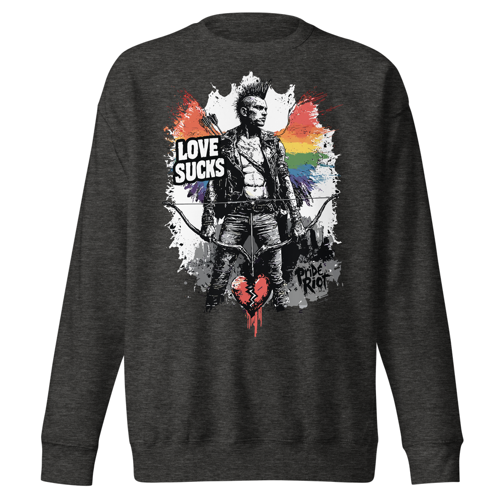 Love Sucks — Sweatshirt — Charcoal Heather, front