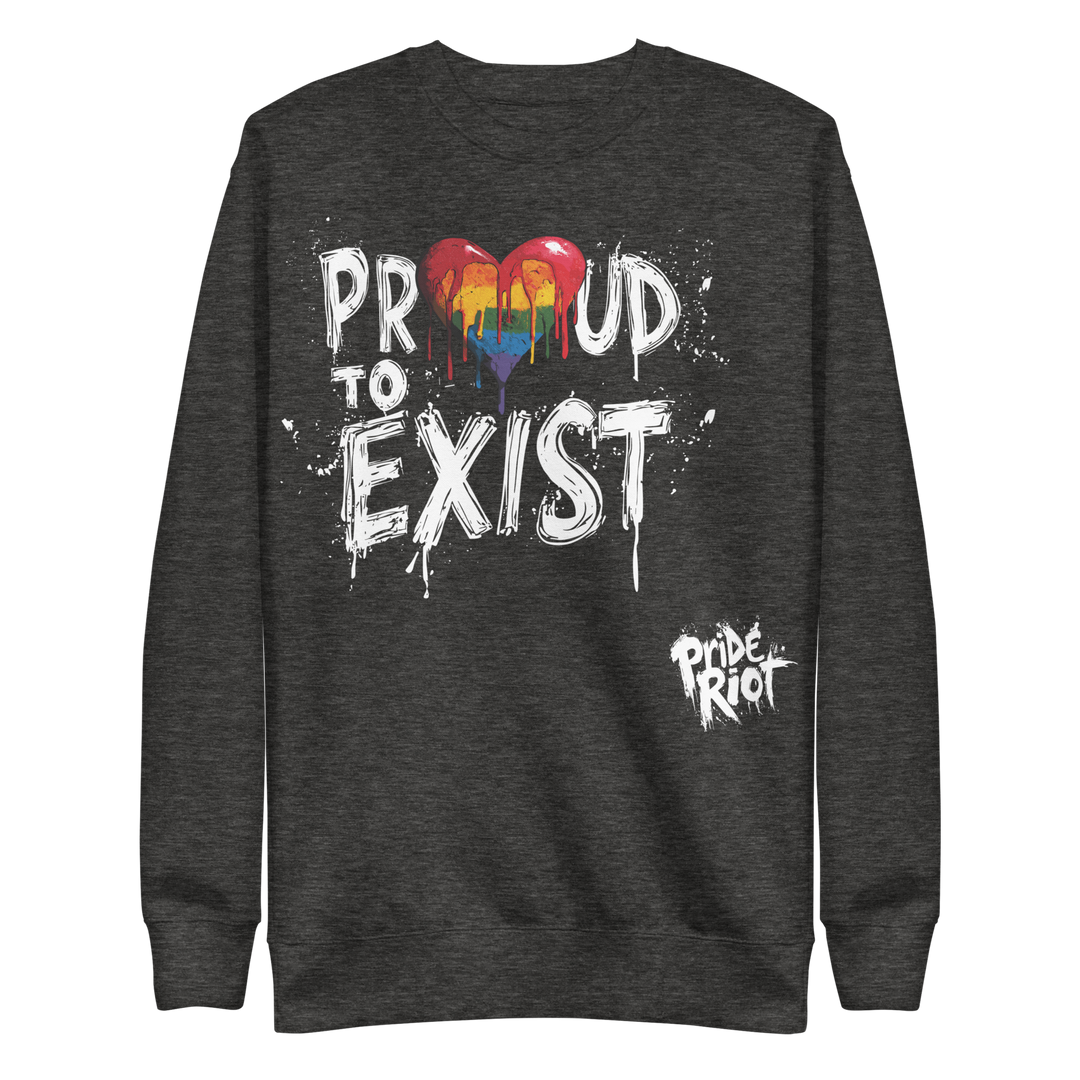 Proud to Exist (Dark) — Sweatshirt — Charcoal Heather, front