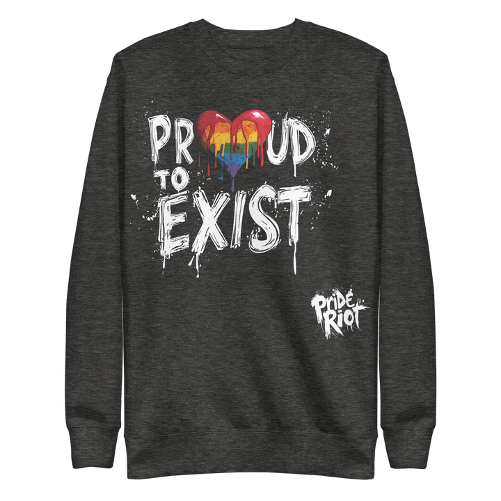 Proud to Exist (Dark) — Sweatshirt — Charcoal Heather, front