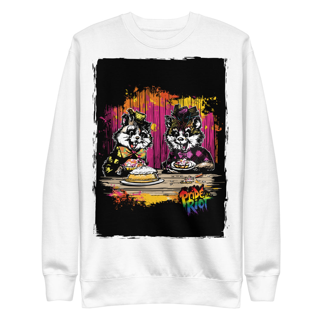 Friendsgiving Beavers sweatshirt — white, front — Pride Riot