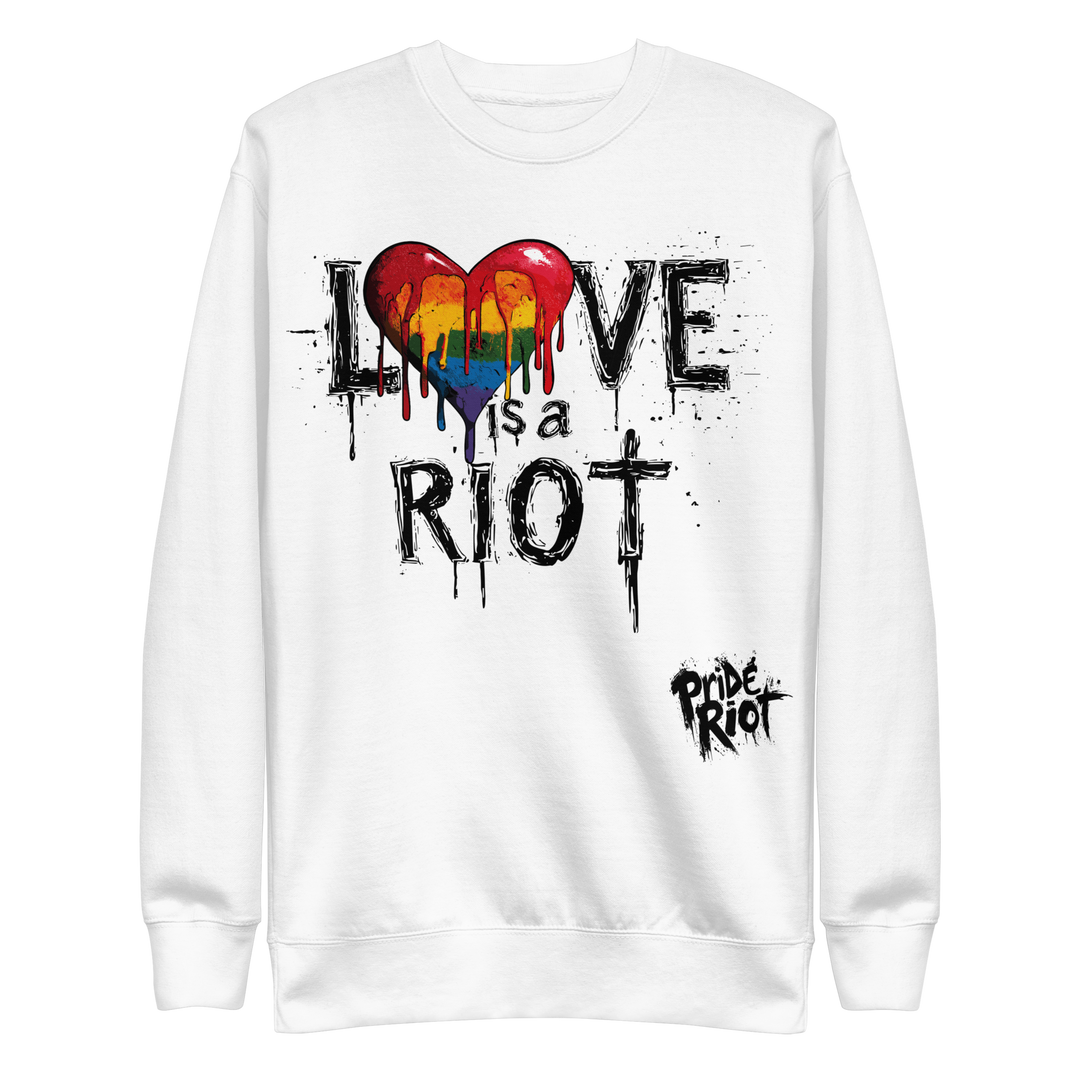 Bleeding Hearts Love is a Riot (Light) — Sweatshirt — White, front