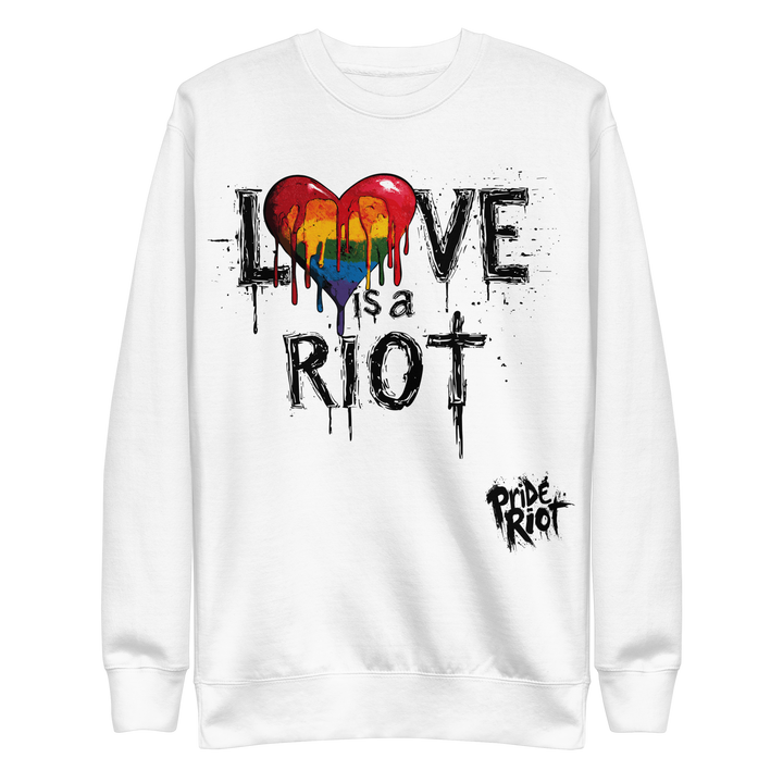 Bleeding Hearts Love is a Riot (Light) — Sweatshirt — White, front