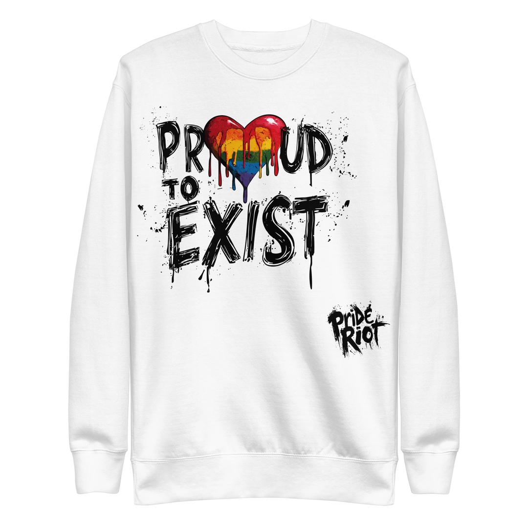 Bleeding Hearts Proud to Exist (Light) — Sweatshirt — White, front