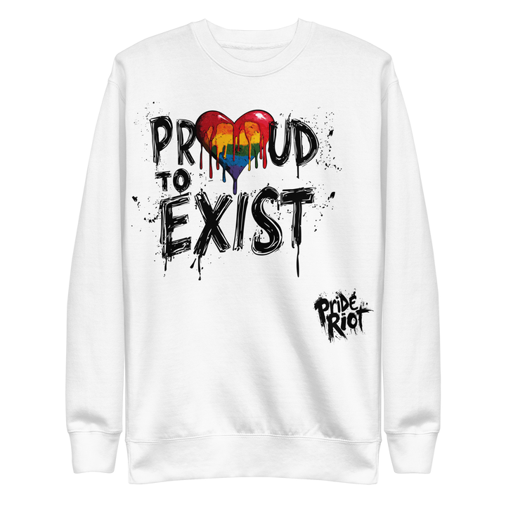 Bleeding Hearts Proud to Exist (Light) — Sweatshirt — White, front