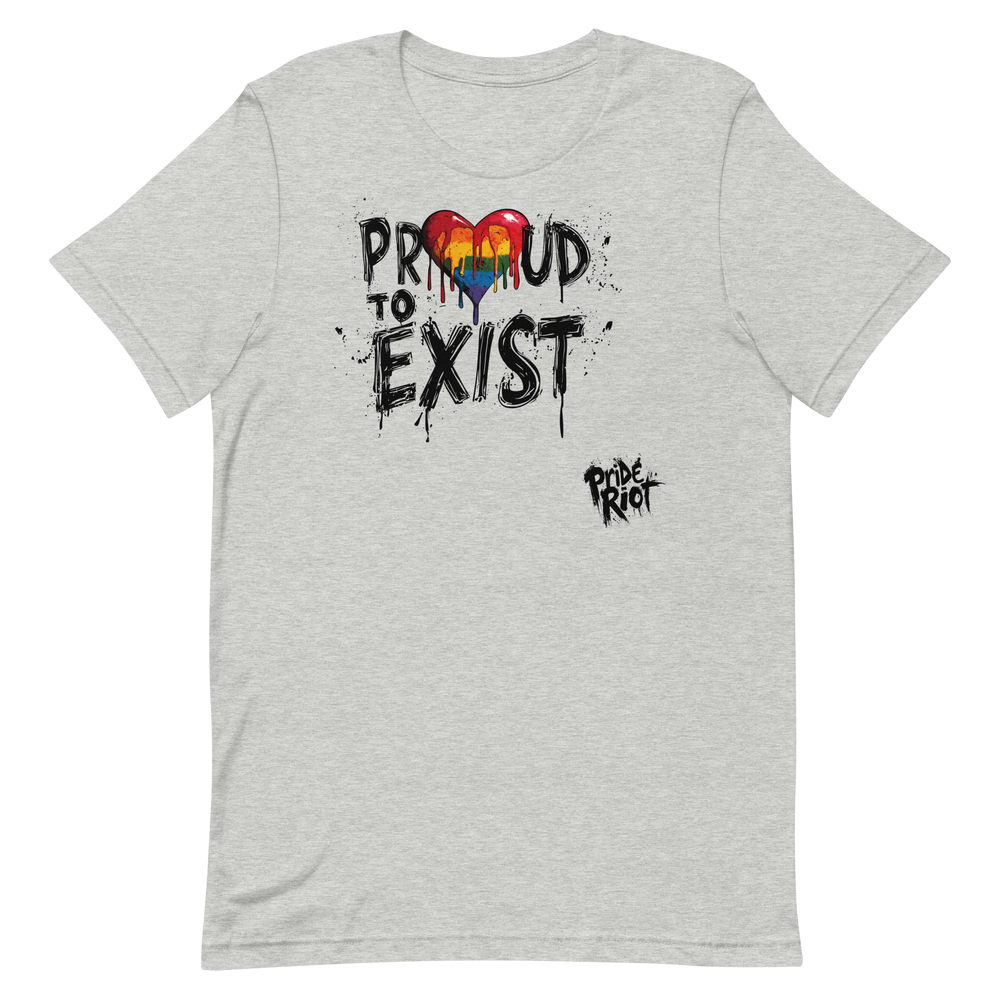 Bleeding Hearts Proud to Exist (Light) tee in Athletic Heather, front