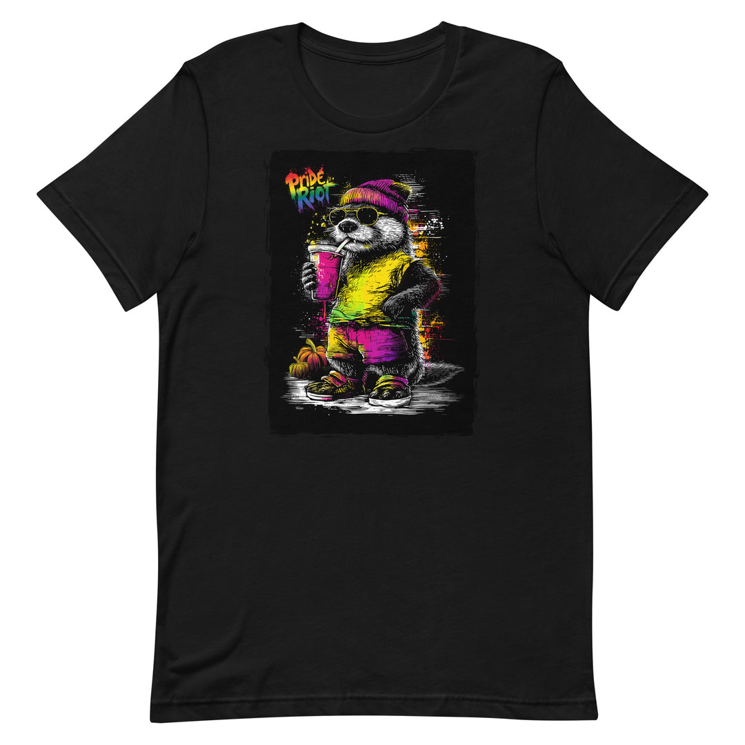 Friendsgiving Otter tee — black, front — Pride Riot