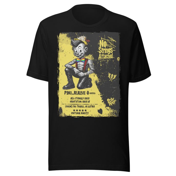 Pinocchio: No Strings Attached — Tee — Black, front