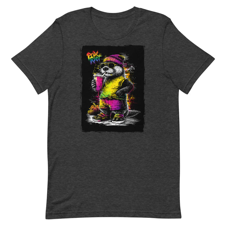 Friendsgiving Otter tee — dark grey heather, front — Pride Riot