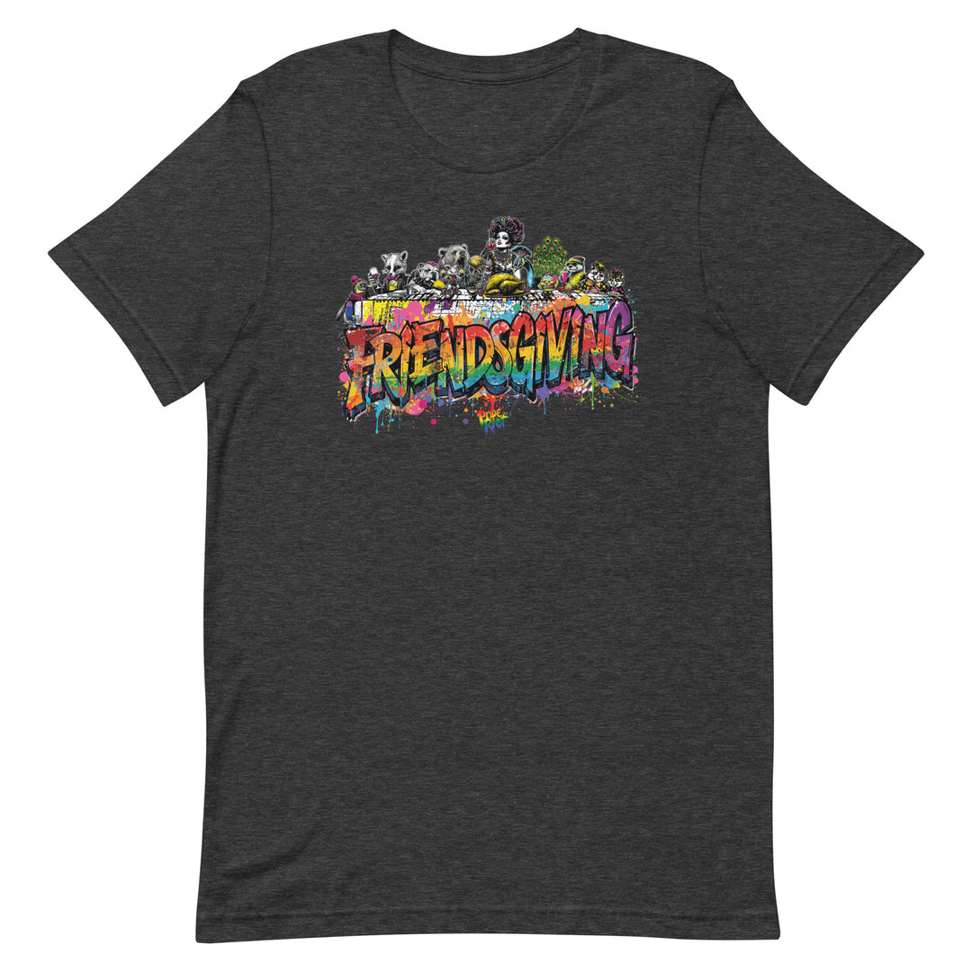 Friendsgiving Royal Feast tee — dark grey heather, front — Pride Riot