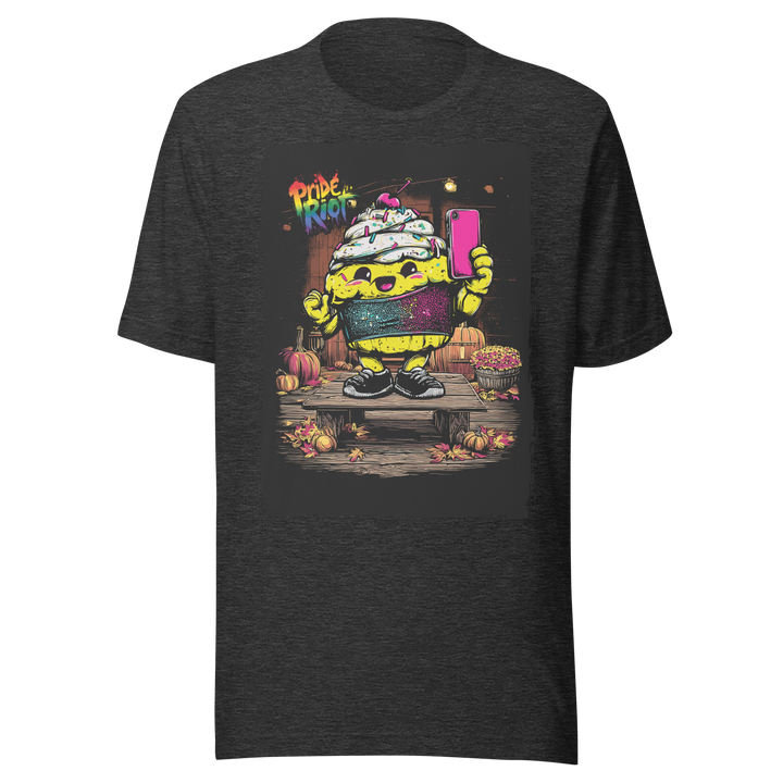 Snack: The Cream Filled Cake — Tee — Dark Grey Heather, front