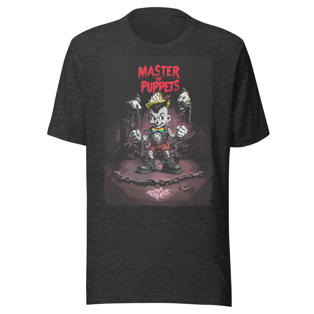 Pinocchio: No Master, No Maker — Tee — Dark Grey Heather, front