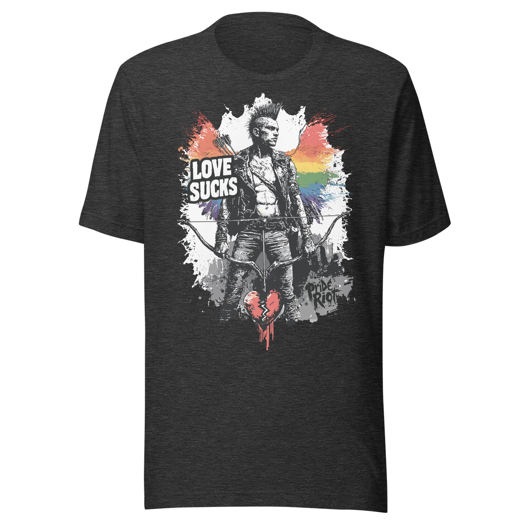 Love Sucks — Tee — Dark Grey Heather, front