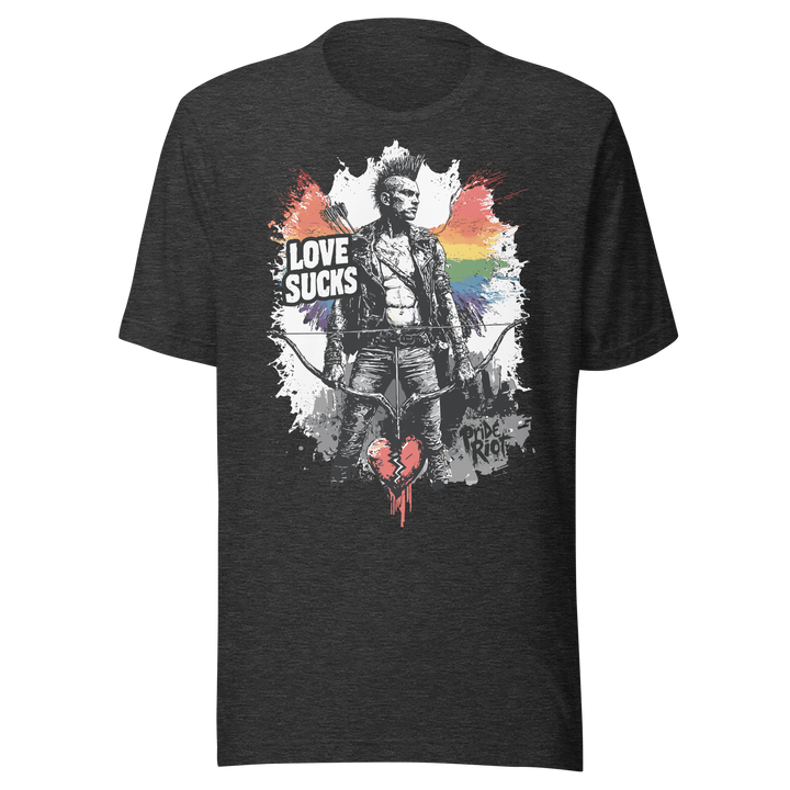 Love Sucks — Tee — Dark Grey Heather, front