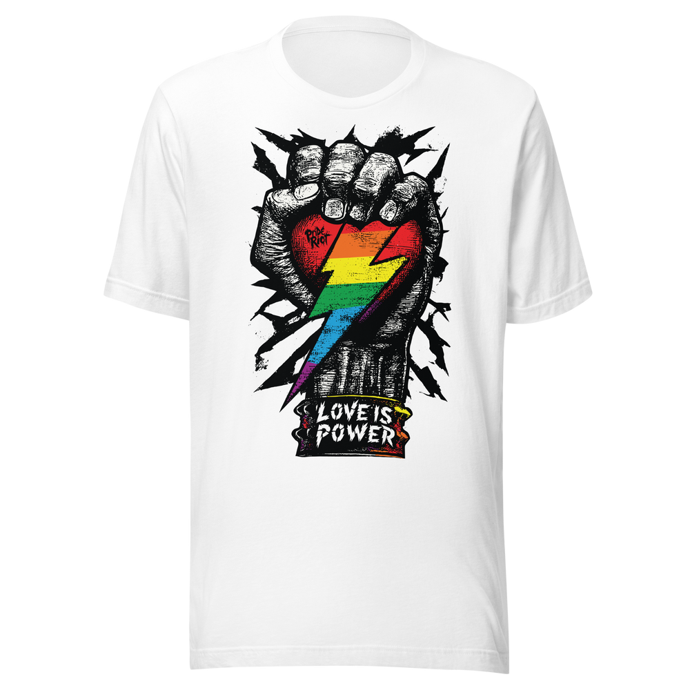 Love is Power (Light) tee in White, front
