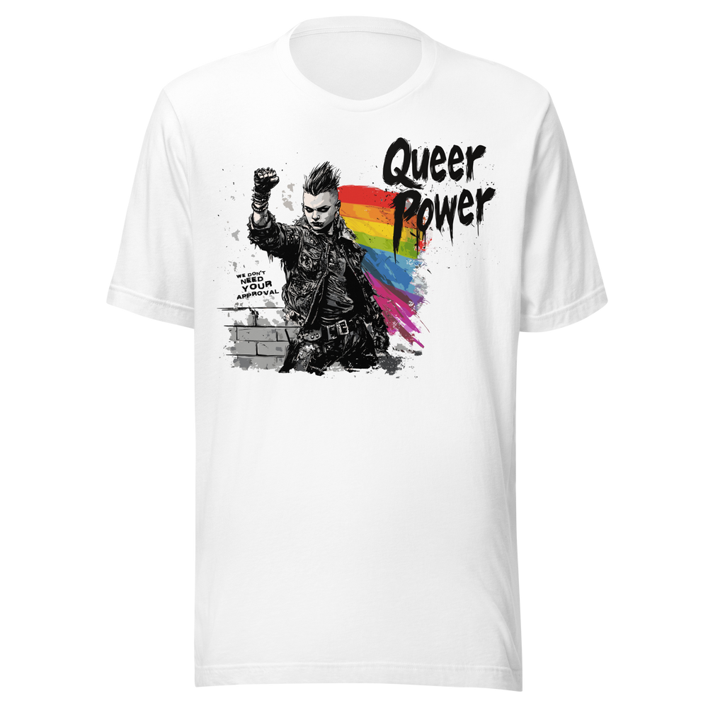 Queer Power (Light) tee in White, front