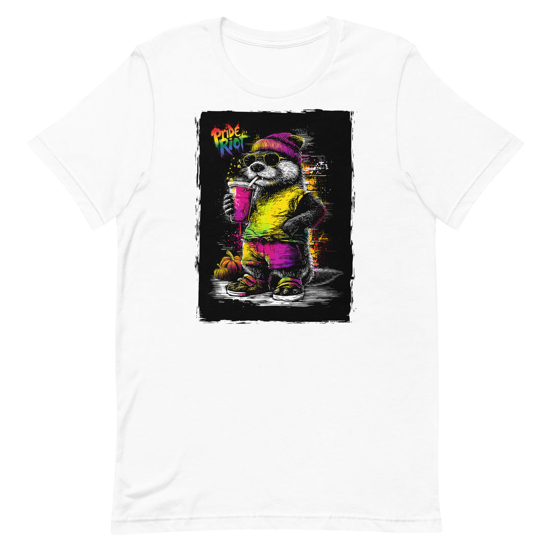 Friendsgiving Otter tee — white, front — Pride Riot
