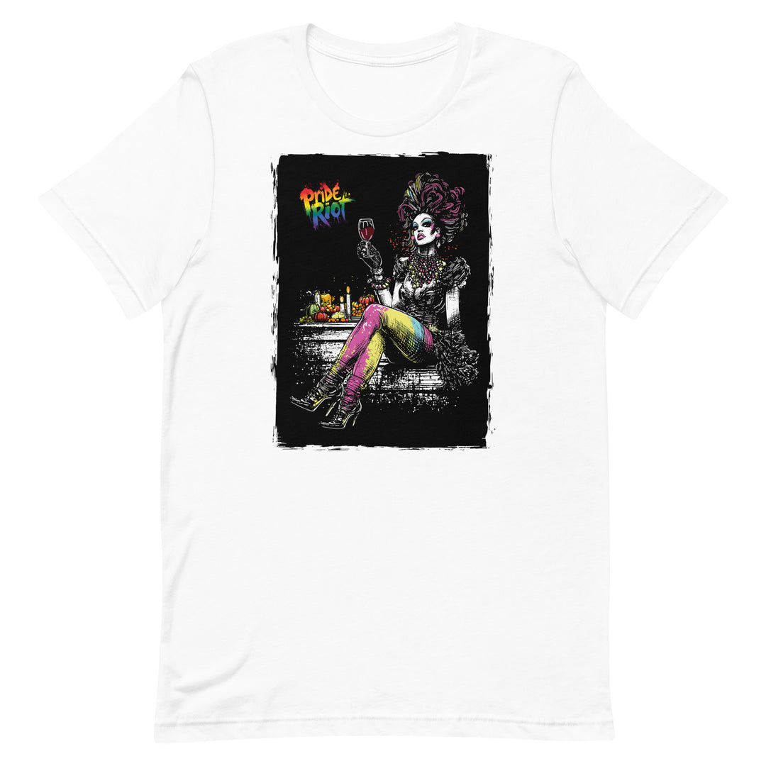 Friendsgiving Queen tee — white, front — Pride Riot