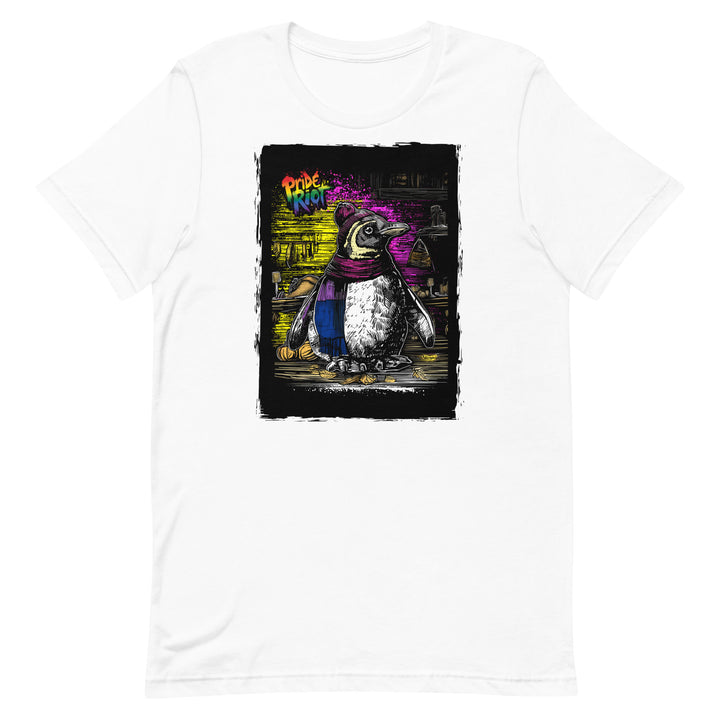 Friendsgiving Penguin tee — white, front — Pride Riot