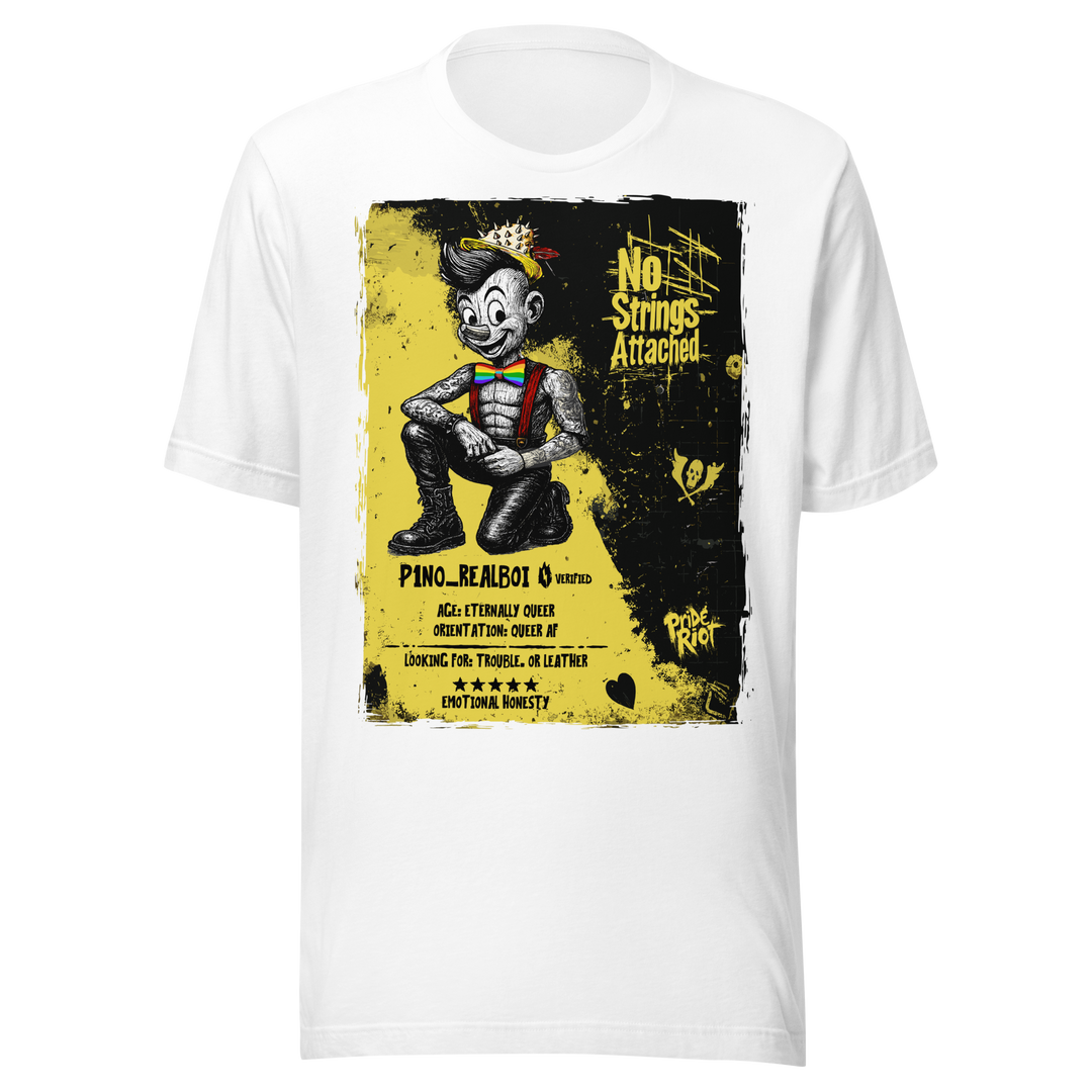 Pinocchio: No Strings Attached — Tee — White, front