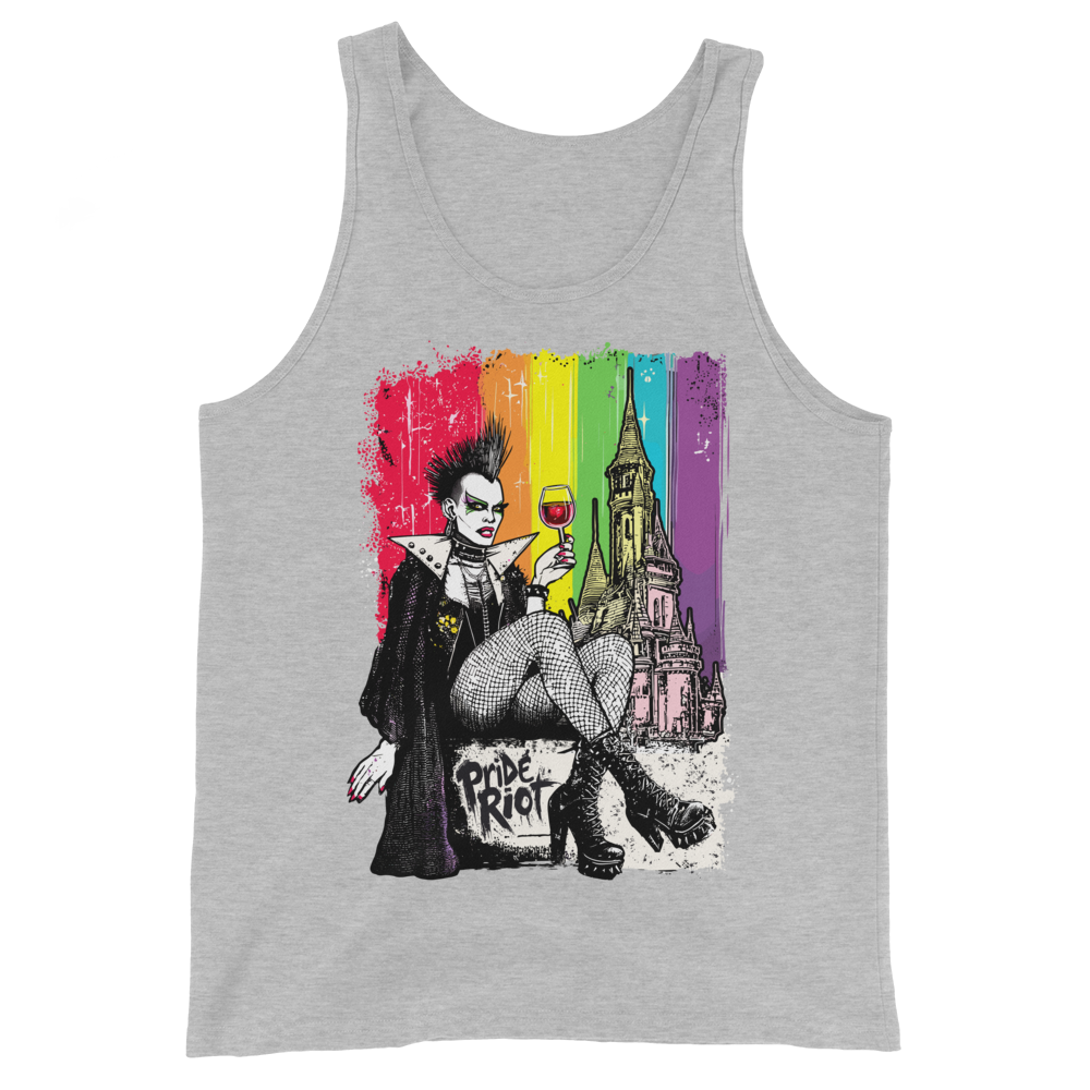 Dracula tank — athletic heather, front — Pride Riot