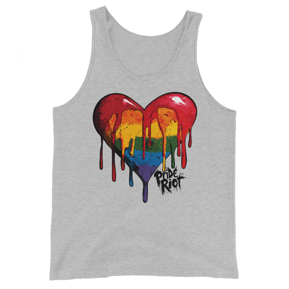 Bleeding Heart (Light) tank in Athletic Heather, front
