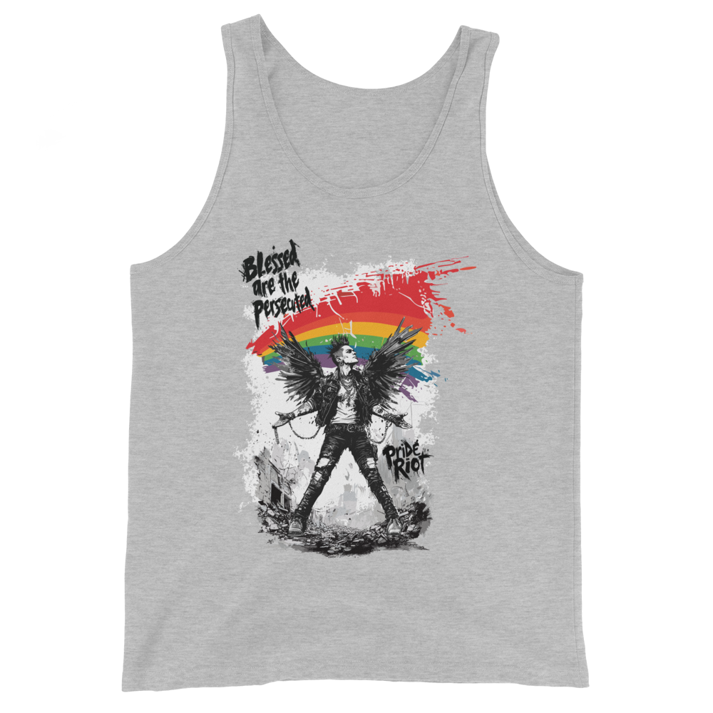 Blessed tank in Athletic Heather, front