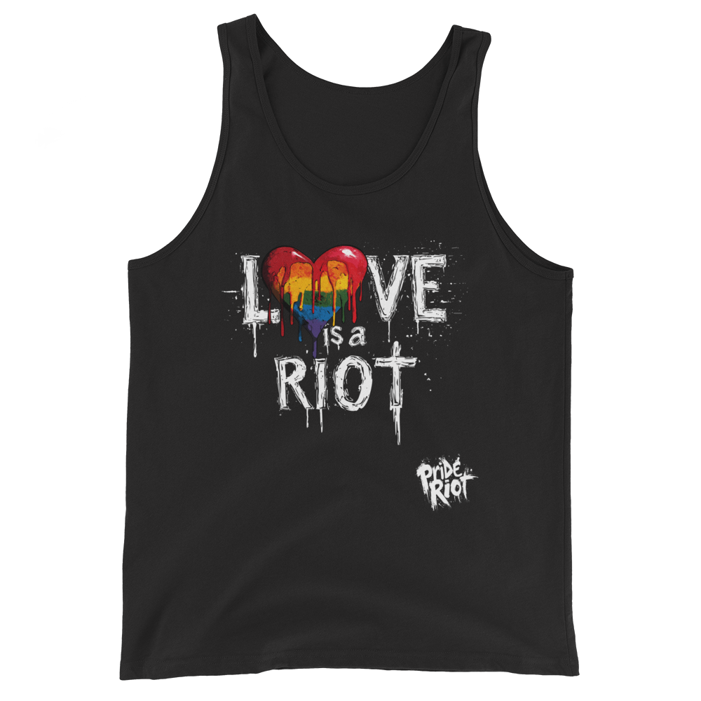 Bleeding Hearts Love is a Riot (Dark) — Tank — Black, front