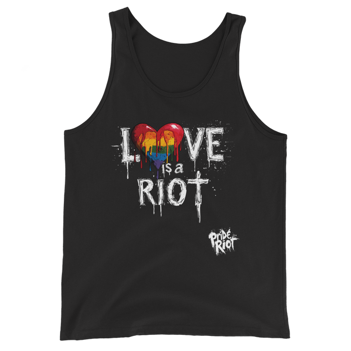 Bleeding Hearts Love is a Riot (Dark) — Tank — Black, front