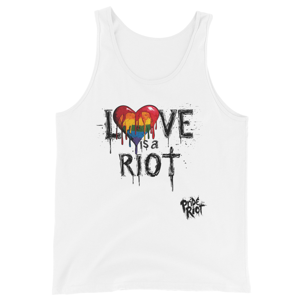 Bleeding Hearts Love is a Riot (Light) — Tank — White, front
