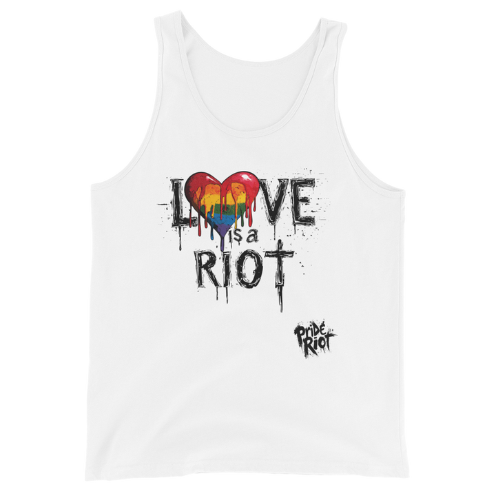 Bleeding Hearts Love is a Riot (Light) — Tank — White, front