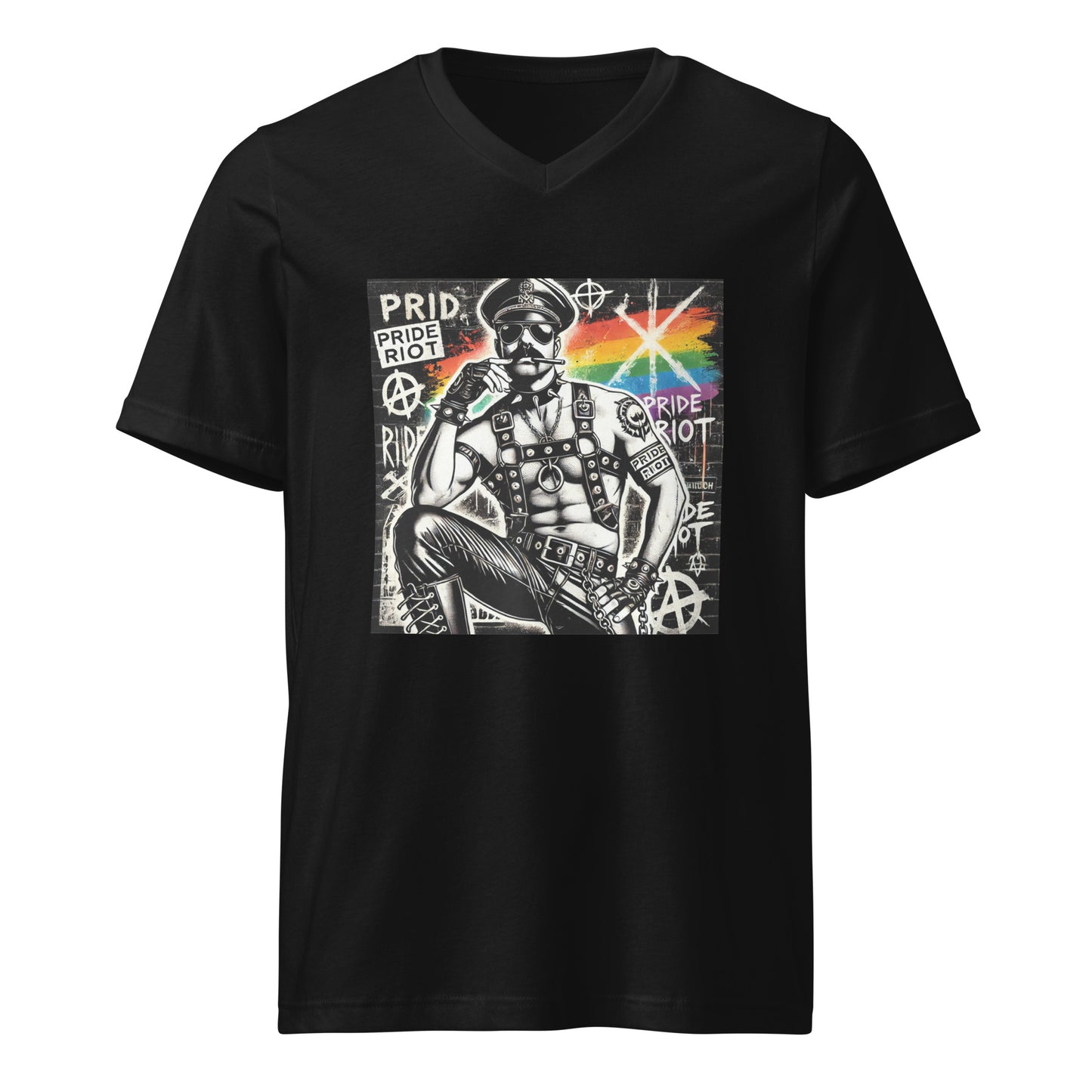🔥 Pride Riot Official – Leather Daddy V-Neck Tee 🔥