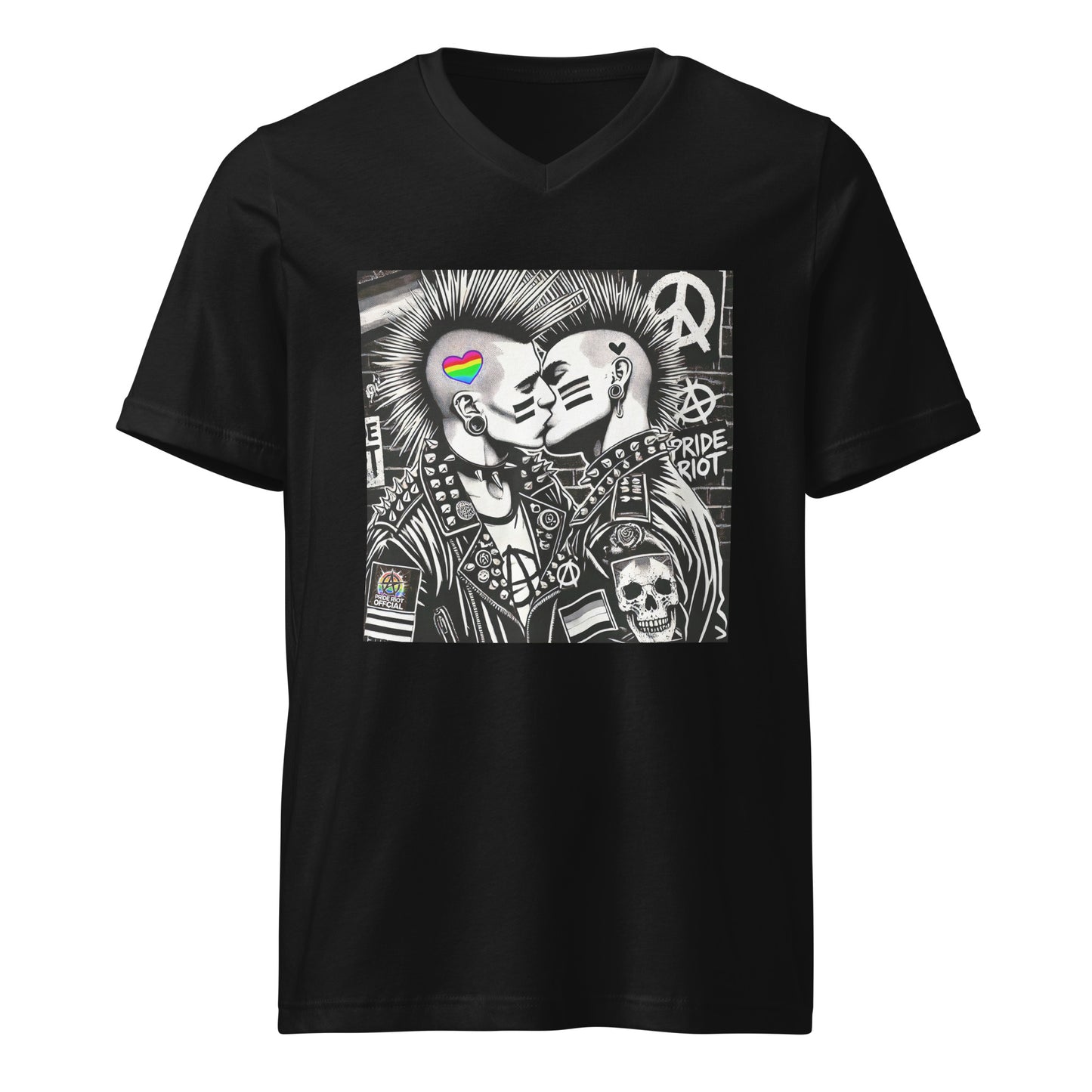🔥 Pride Riot Official – Punk Rock Kiss V-Neck Tee 🔥