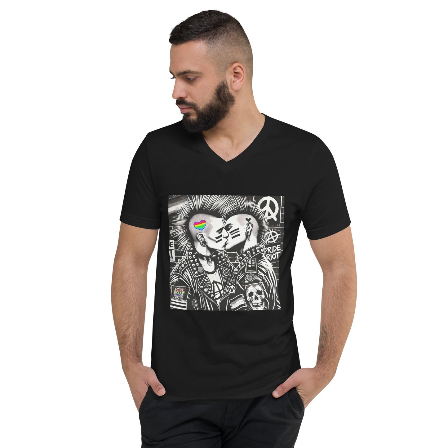 🔥 Pride Riot Official – Punk Rock Kiss V-Neck Tee 🔥