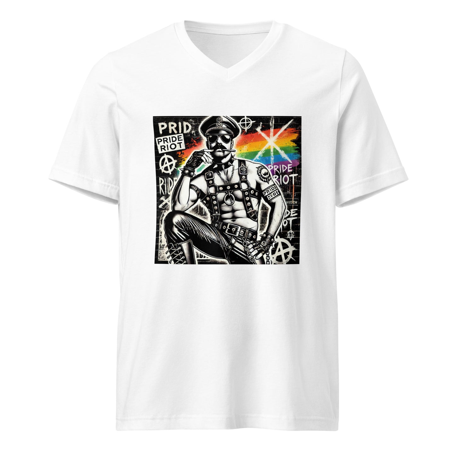 🔥 Pride Riot Official – Leather Daddy V-Neck Tee 🔥